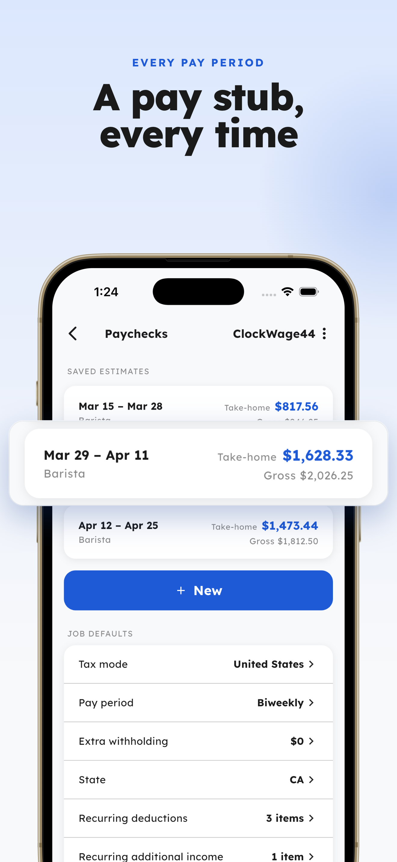 ClockWage44 — Paychecks